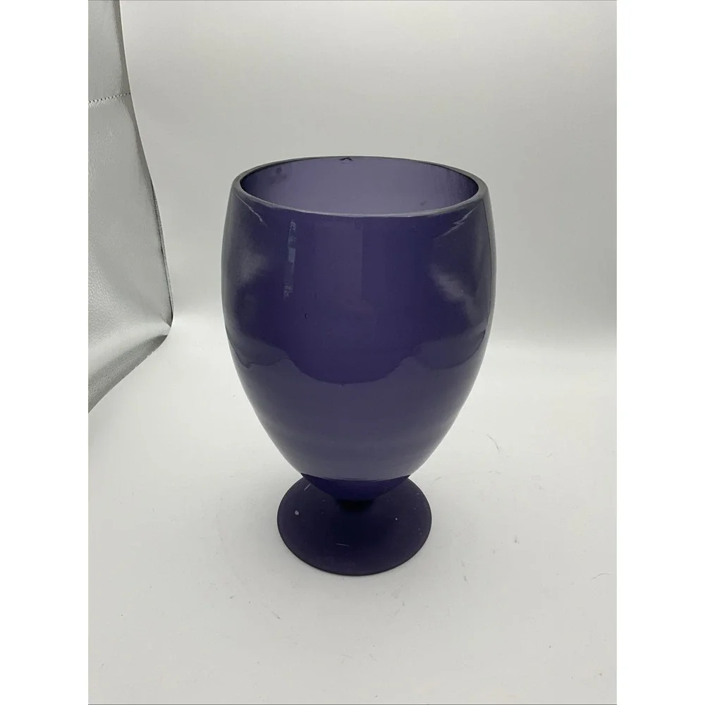 Vintage Purple Art Glass Pedestal Vase Goblet Planter Footed 6.5